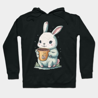 Cute bunny drinking tea Hoodie